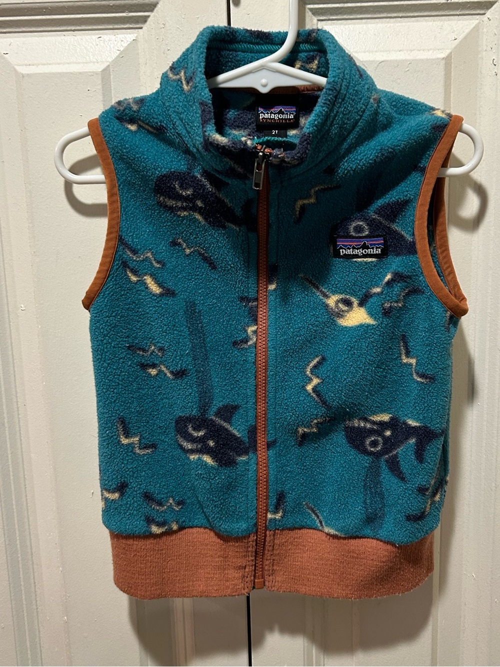 Patagonia Kids Synchilla Whale Print Vest Toddler , size 2T